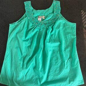 The Territory Ahead Green Blouse Sleeveless Lace Sequin Top M